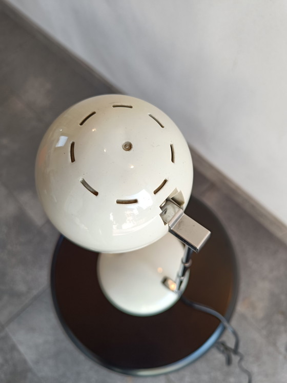 Image 1 of Vintage Space Age Table Lamp in White Plastic and Chrome, Italy 1970s/1980s