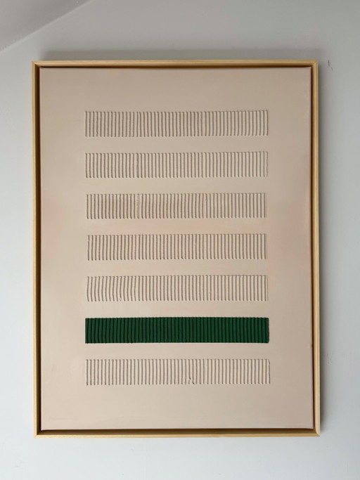 Verde y Beige 60x80 Cm | Cuadro Abstracto Texturizado Único