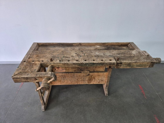 Antieke Vintage Timmermanswerkbank – Tuintafels, Wood (photo 4 of 21)