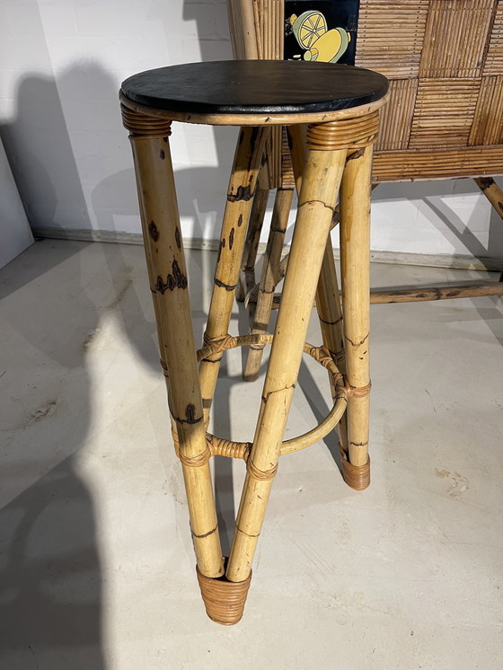 Image 1 of Vintage bamboe bar retro barkruk 