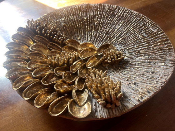 Image 1 of Centro de mesa - D. 44 cm - Baño de oro - Escultura en arcilla y oro