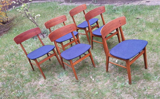 Image 1 of Mid Century Set of 6 Teak Dining Chairs by Farstrup, Denmark 1960s