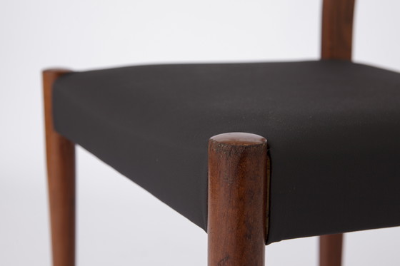 Image 1 of 1 of 4 Vintage German Dining Chair, 1960s–70s, Dyed Beech & Black Skai – Mid-Century Modern