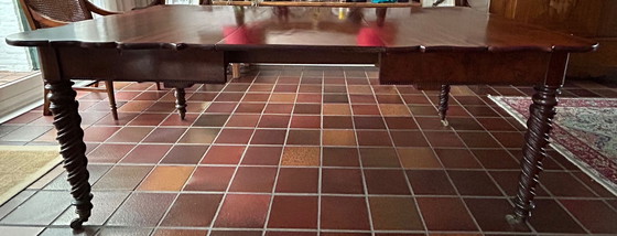 Image 1 of Antieke Engelse Coulissetafel / eettafel Mahonie