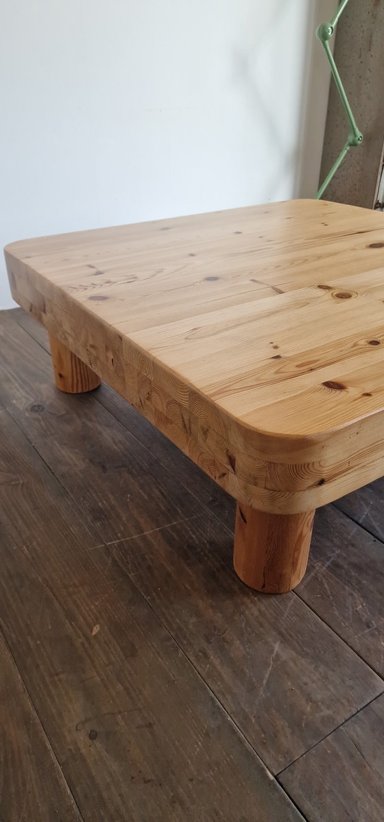Image 1 of Large Square Pine Coffee Table, 1970s