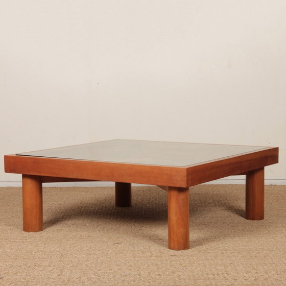 Image 1 of Square coffee table, handcrafted marquetry work, 1985