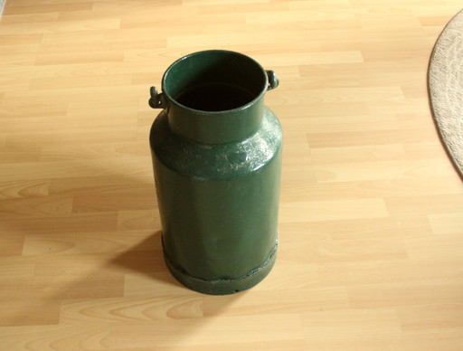 Umbrella stand - Original old milk can metal green - Vintage