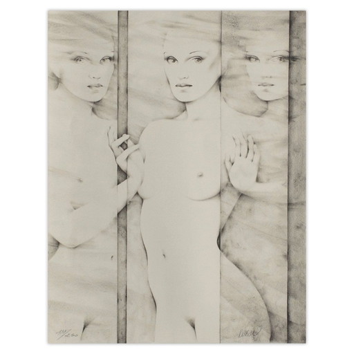 Gérard DARAN Nu au miroir Signed lithograph 1987