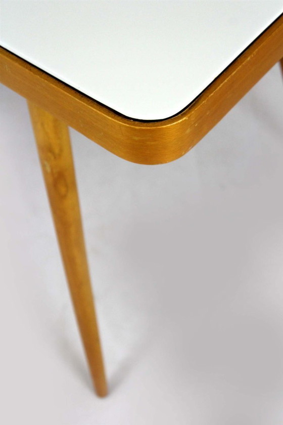 Image 1 of Mid-Century Modern Coffee Table with White Glass Top from Cesky Nabytek, 1960s