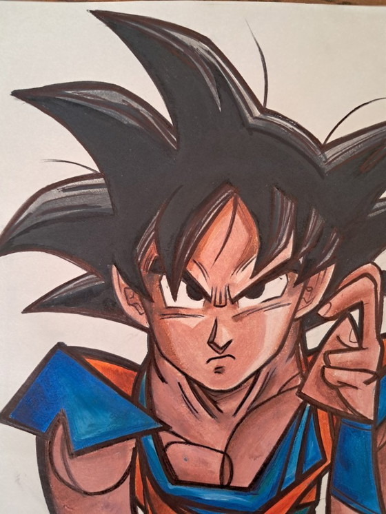 Image 1 of Nunzio MACCIONI - Goku Meets Picasso - Ingelijste kunstenaarstekening