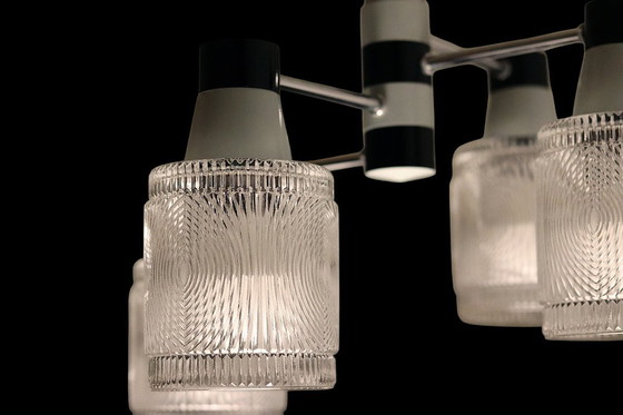 Image 1 of Drukov / Kroonluchter - Tsjechisch Mid Century Modern (jaren 1960, Kristal & Chroom, Draaibare Schaduwen)