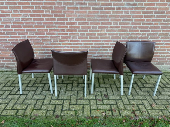 Image 1 of 4x Leolux Myto dining chairs brown leather