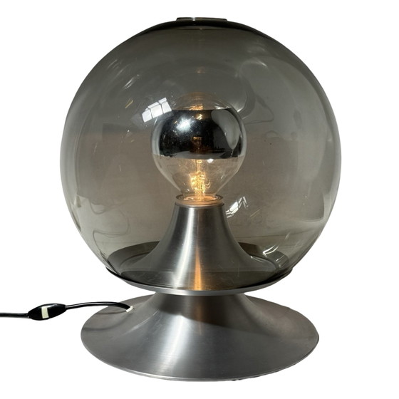 RAAK Amsterdam - Table Lamp Model ‘Droomeiland’ - 1960s - Model Nr. D-2002 - Large - Smoked Glass – Aluminium (photo 3 of 9)
