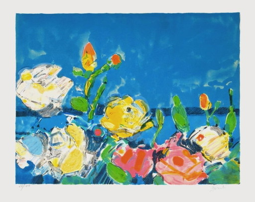 Gilles Gorriti Bouquet de roses II Litografia firmata 1989