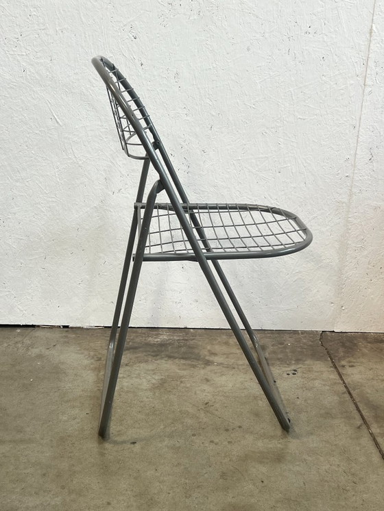 Image 1 of Sedia vintage pieghevole grigia/sedia in filo metallico, Niels Gammelgaard per IKEA, anni '80
