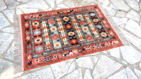Image 1 of TAPIS Soie et Coton Vintage - 142 x 84cm