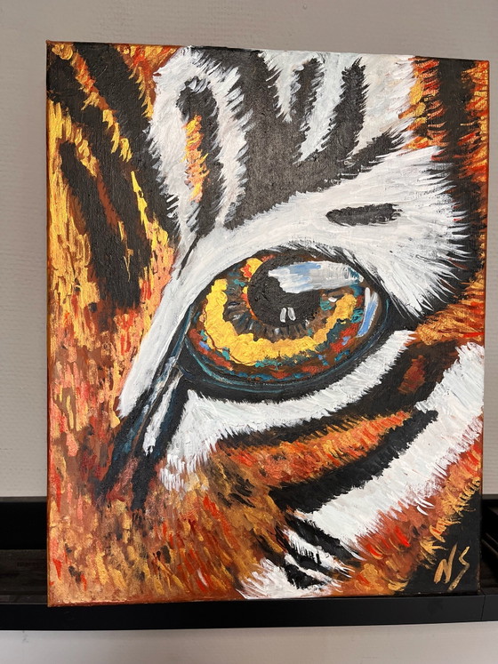 Gemälde Tigerauge 40 mal 50 cm – nadin simbula, Gemälde & Zeichnungen, Leinwand (photo 4 of 7)