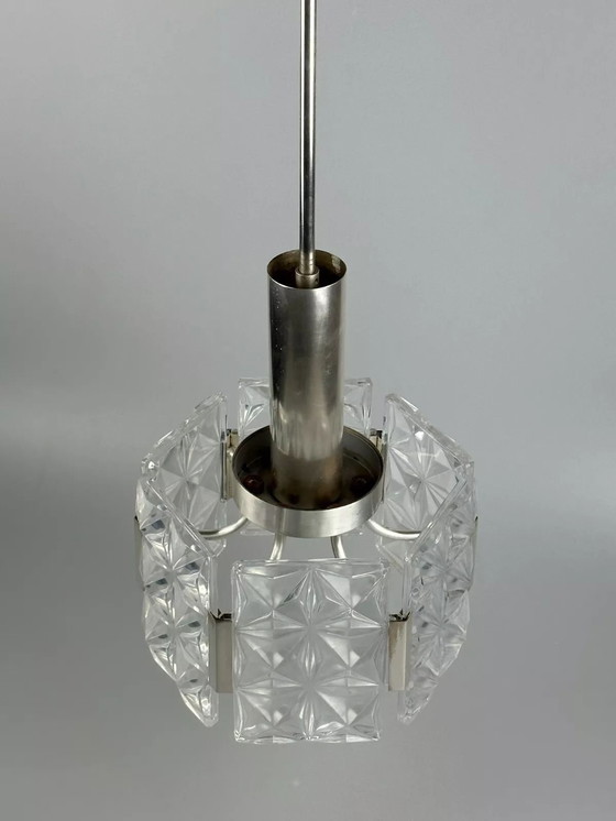 Image 1 of Lampadario da soffitto anni '60 anni '70 Hillebrand Leuchten Germany vetro metallo