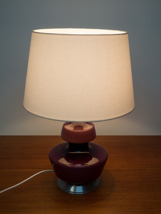 Image 1 of Holmegaard Tischlampe - Dänisch Mid Century Modern - Lila Glas