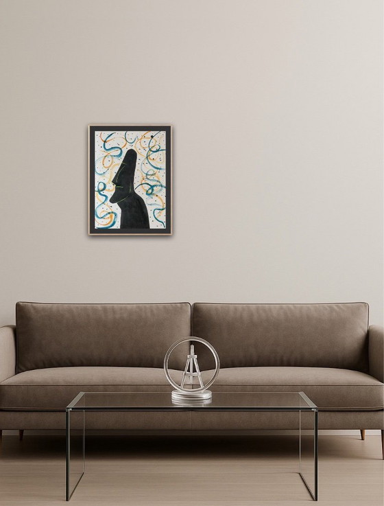 Image 1 of Oost-Indische inkt op naturel karton.  Formaat 30x40cm.