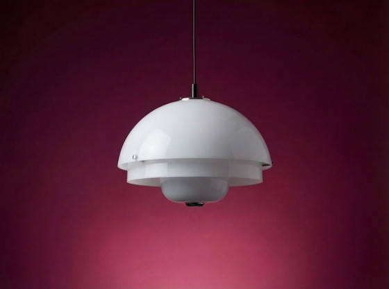 Image 1 of Harveiluce iGuzzini Hanglamp ontworpen door Luigi Massoni - Opaline Kunststof - Italiaanse Space Age Design - Jaren 70