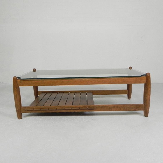 Image 1 of Scandinavische salontafel met glazen blad, jaren '60