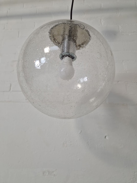 Vintage jaren 70, grote glazen hanglamp – Lampade a sospensione, Vetro, Metallo (photo 3 of 6)