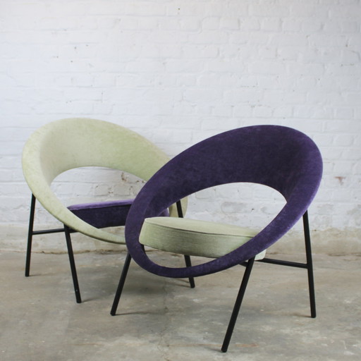 Pair Of Armchairs Model "44" Or "Saturne" By Geneviève Dangles And Christian Defrance For Burov