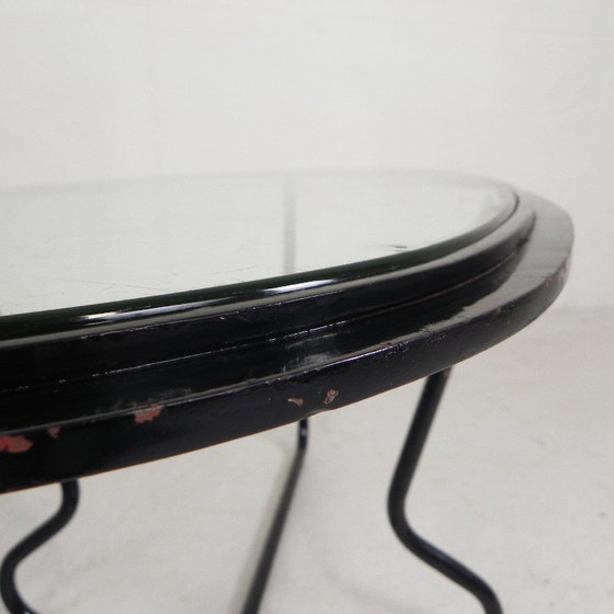 Image 1 of Conjunto de 4 sillones y mesa de centro con estructura tubular de estilo Bauhaus, década de 1950.