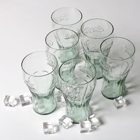 Lot de 6 verres Coca-Cola vintage / Verres Coca-Cola classiques vert Géorgie 400 ml / Années 1990 (photo 6 of 8)