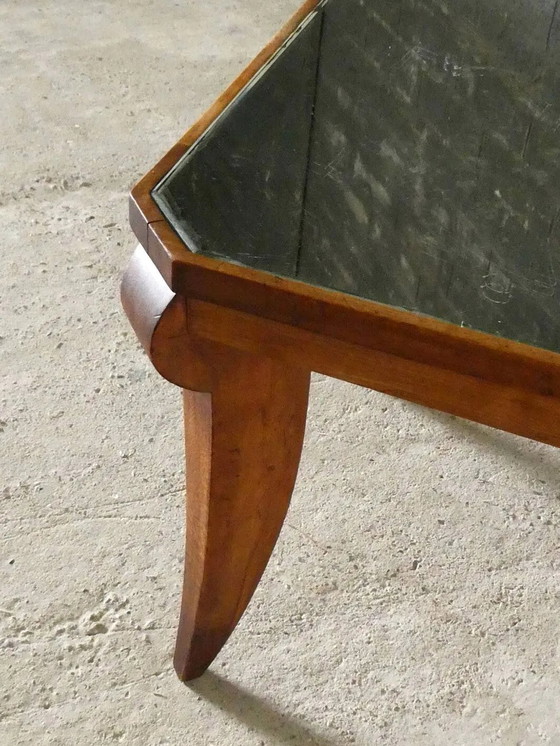 Art Deco coffee table in walnut and mirror, 1940 – Wood (photo 6 of 10)