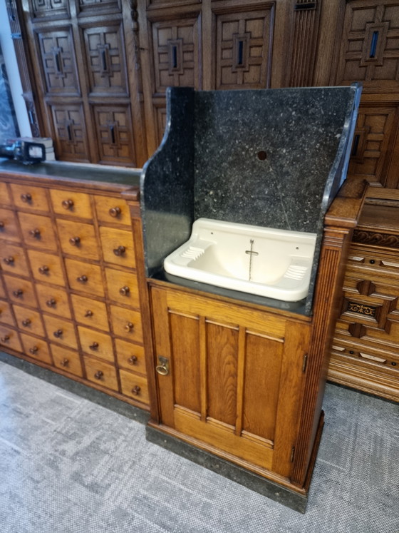 Image 1 of Apothekerskasten antique vintage artdeco originele eiken kasten uit apotheken