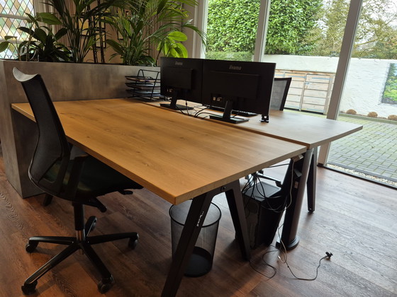 Image 1 of Complete kantoorinrichting met 6 werkplekken inclusief plantenbakken met planten