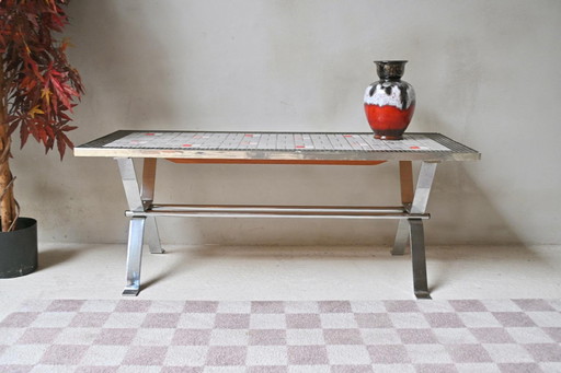 1970s coffee table tile top with chrome base