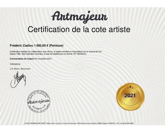 Image 1 of Acrylique sur papier châssis entoilé.  Format 55x38cm 