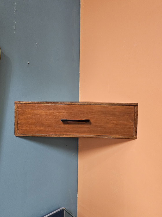 Comodino Angolare a Parete Flottante Vintage Mid-Century – Comodini, Iron, Wood (photo 4 of 11)