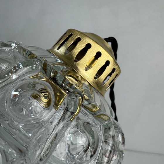 Image 1 of SET DI 3 LUCI A SOSPENSIONE IN VETRO A BOLLE D'ARIA VINTAGE