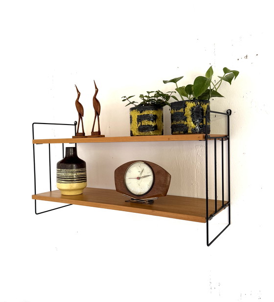 Image 1 of Vintage bekenhouten wandplank, WHB Germany ‘60