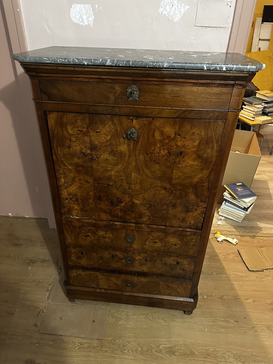 Image 1 of Scrivania Luigi Filippo in noce e radica di noce - XIX secolo