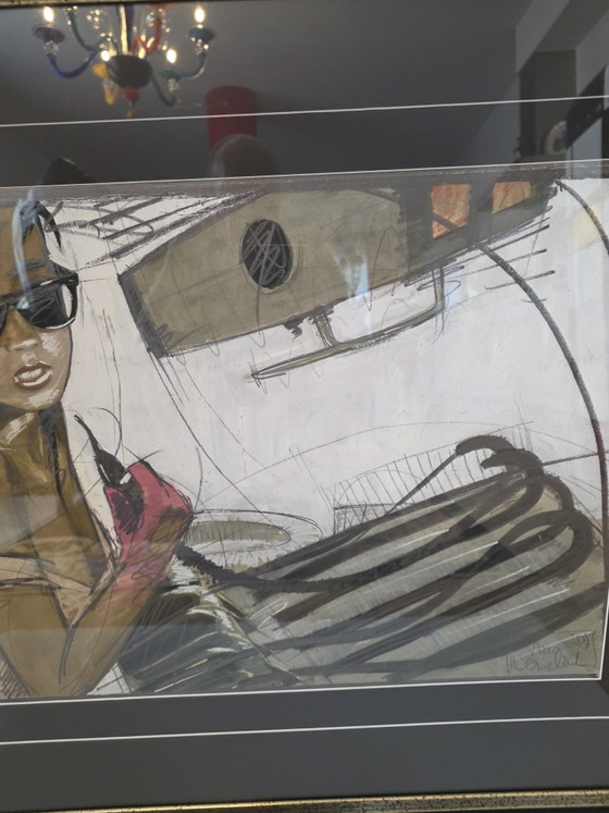 Nico Vrielink (1958) – Original Work / Mixed Media (1987) – With Muse – Paintings & Drawings, Paper, Wood (photo 9 of 11)