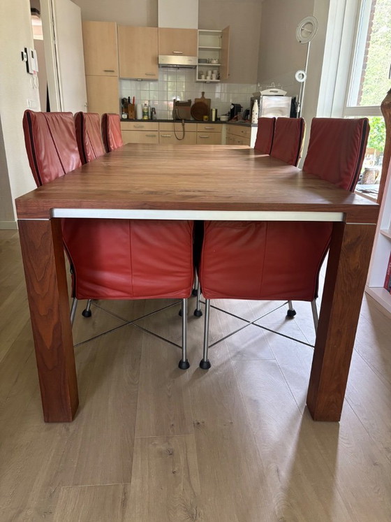Leolux Walnut Dining Table – Wood, Metal (photo 3 of 5)