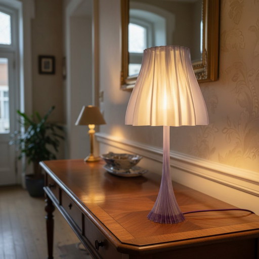 Lilac Pleated Table Lamp – Modern Design Lamp – Soft Ambient Lighting – Home Decor