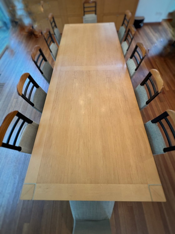 Tavolo da pranzo e 12 sedie Giorgetti, Set da pranzo, Tessile, Legno, Beige (foto 5 di 5)