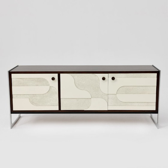 Image 1 of Vintage sideboard with relief surface, metal, Germany, 1960s