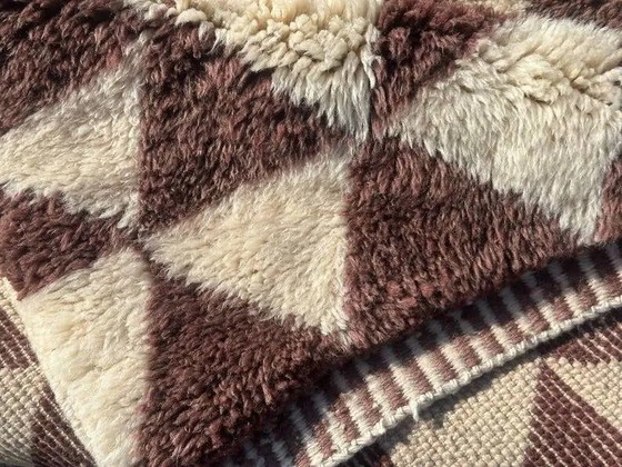 Tappeto berbero marocchino molto grande crema e bordeaux 450x300 cm con motivo triangolare. – Tappeti, Lana (photo 6 of 11)