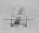 Niedriger Tisch Stahlgestell "Kinetik" und Glasplatte