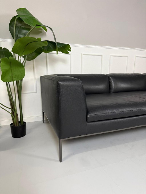 B&B Italia Michel Designer Marken Sofa Schwarz Leder Klassiker