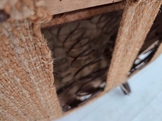 Image 1 of Dänischer Sessel aus den 1950er Jahren, original grün/beige Möbelwolle, Buchenholz.