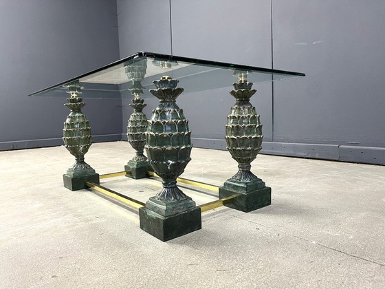 Image 1 of Mesa de centro de piña de latón, década de 1970