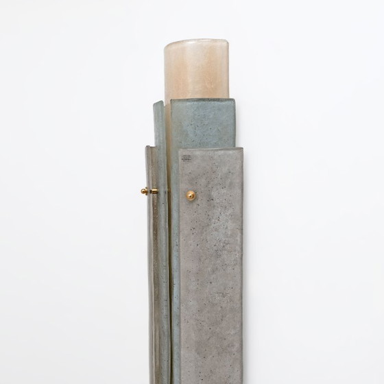 Image 1 of Pair of Murano Scavo Glass Wall Lamps with Brass Details